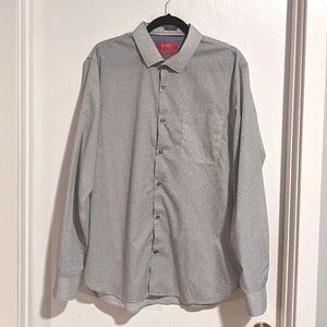 Bruno Milano Gray Patterned Modern Fit Long Sleeve Button Dress Shirt Sz xl